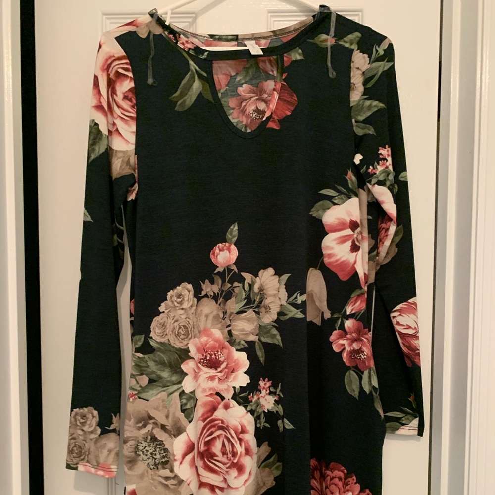 Green floral key home dress